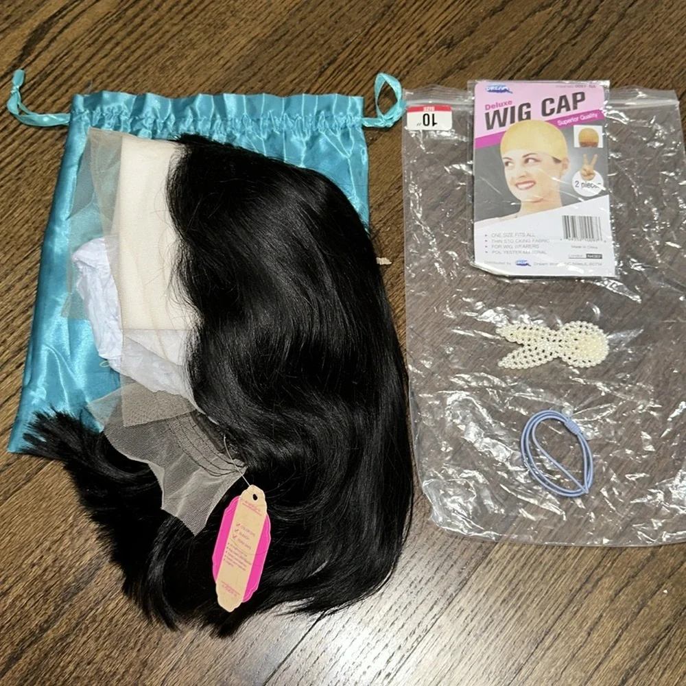Human Hair 10 Inch Lace Front And Back Wig Cap Color Bleach And Perm Safe 100%